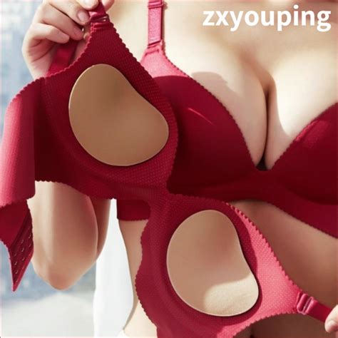 Zxyouping Reusable Push Up Nipple Pad Thickened Breast Enhancement Sponge Invisible Bikini Bra