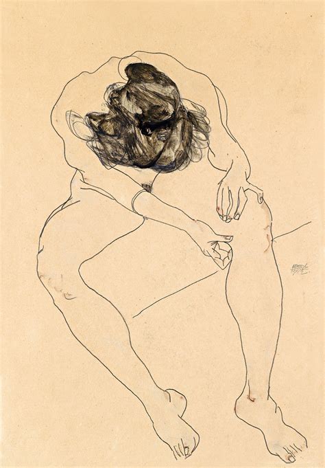 Seated Female Nude Egon Schiele Biblioklept