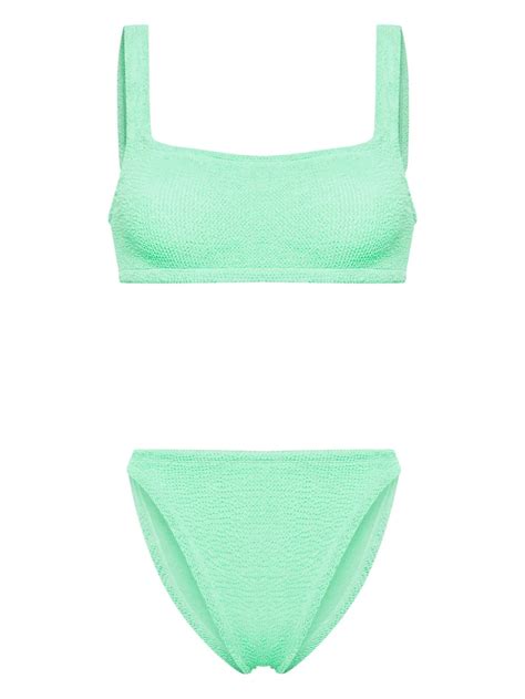 Hunza G Xandra Crinkled Bikini Set Green Farfetch
