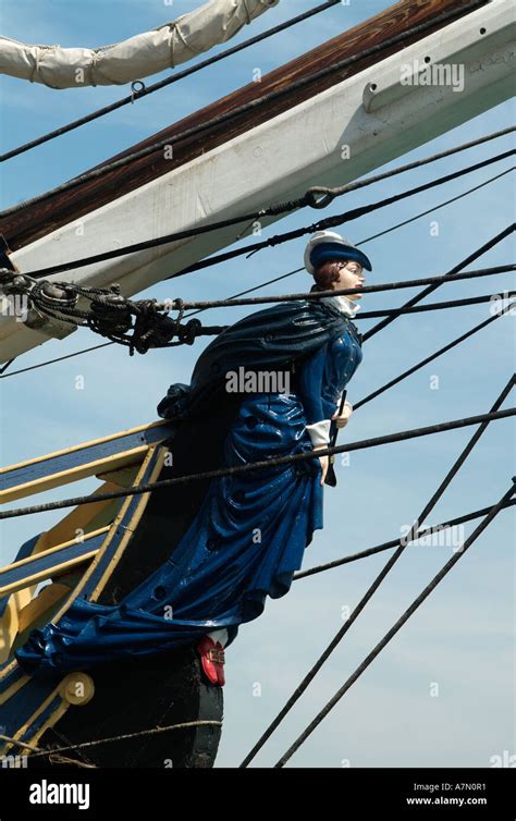 Figurehead On Replica Of Captain Cooks Ship Endevour Stock Photo