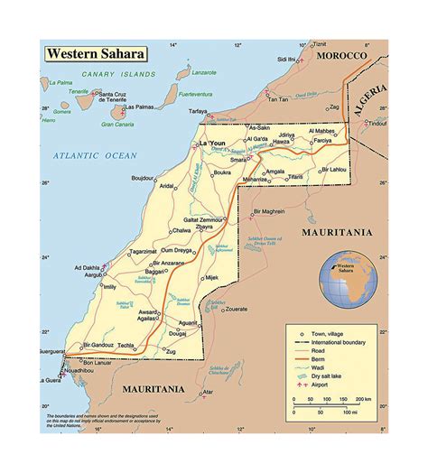Detailed Political Map Of Western Sahara Western Sahara Africa