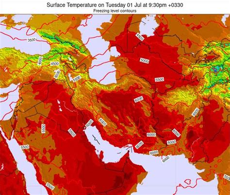 Iran Surface Temperature on Saturday 24 Sep at 9:30pm IRST