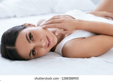 Sexy Brunette Girl Lying On Bed Stock Photo 1336613402 Shutterstock