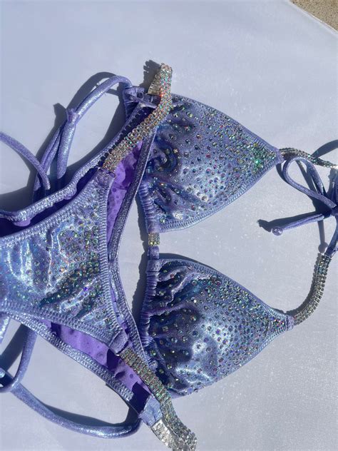 Purple Lavender Rhinestone Competition Bikini Posing Suit Custom Made NPC IFBB Bikinis Etsy