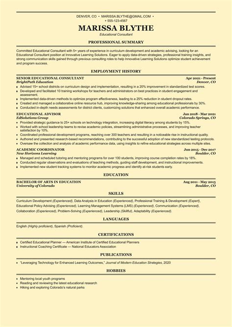 Educational Consultant Resume Example That Really Helps