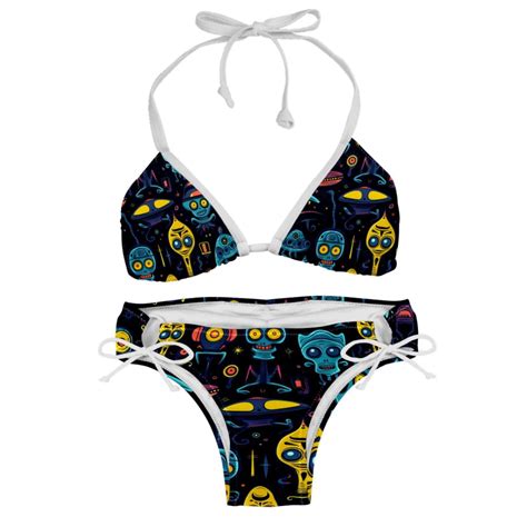 Alien Swimming Suit Bikini Set Bikinis Detachable Sponge Adjustable Strap Two Pack Beach