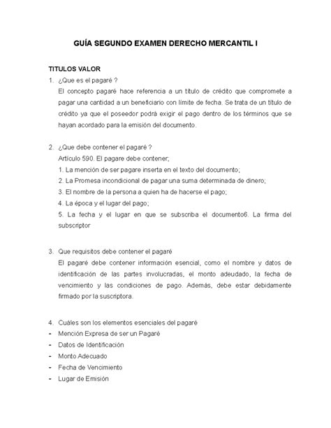 Guia guia de mercantil GUÍA SEGUNDO EXAMEN DERECHO MERCANTIL I