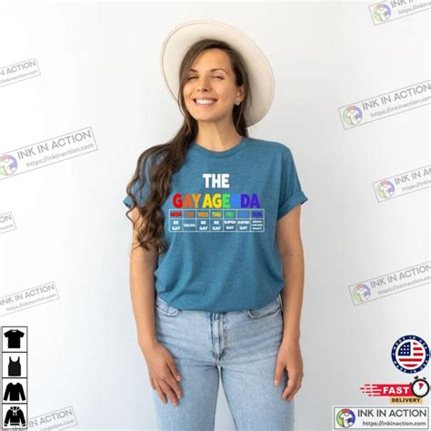 The Gay Agenda LGBTQ Funny Pride Rainbow Shirts Print Your Thoughts Tell Your Stories