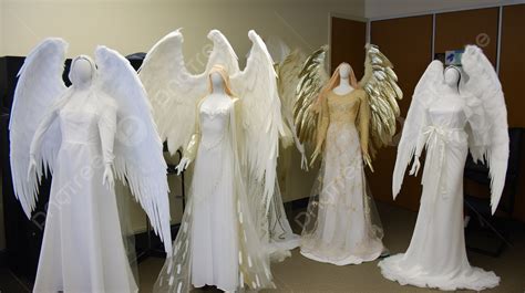 Several White And Gold Dresses With Wings Background Picture Of Angel