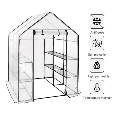 WOLTU Serre de Jardin PE pour légumes avec Porte Blanc 143x143x195cm