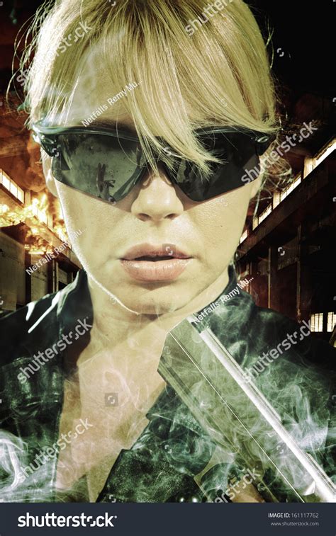 Beautiful Sexy Blonde Girl Gun Stock Photo 161117762 Shutterstock