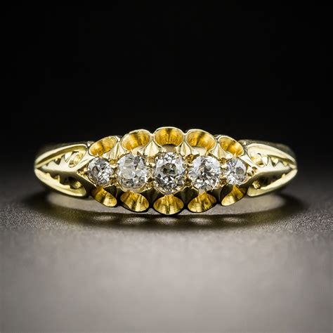 Victorian Five Stone Diamond Carved Ring