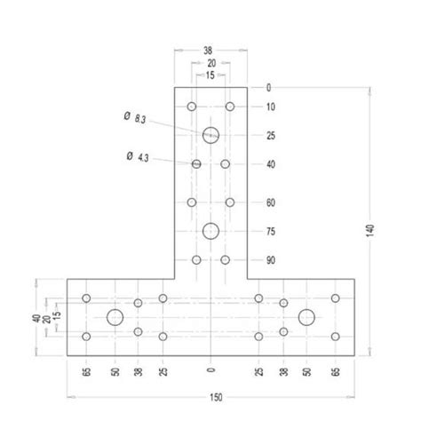 Планка Т-образна - 150 х 100 х 40 х 2.5мм, поцинкована ⋆ MASTERHAUS