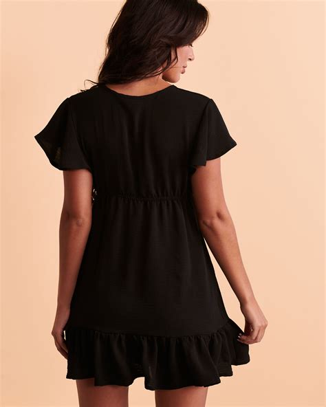 COVER ME Short Sleeves Airflow Dress Black Bikini Village