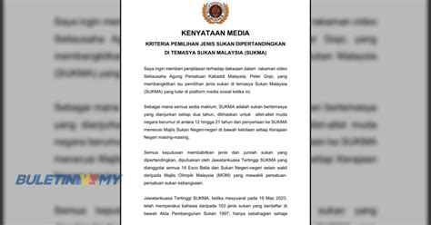 Empat Justifikasi Asas Pemilihan Jenis Sukan Ke Sukma Msn Buletin