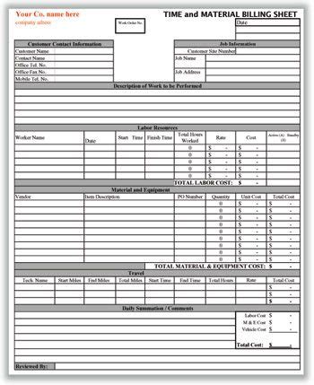 Time And Material Invoice Template - MarieIrvin Blog