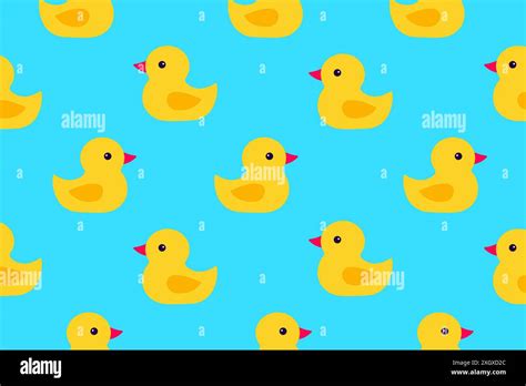 Seamless Pattern Of Yellow Rubber Ducks Vector Illustration Stock