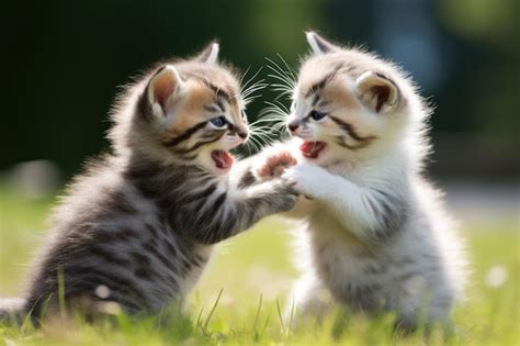 Premium Photo Pair Of Playful Kittens Playing In The Garden