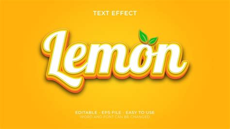 Premium Vector Lemon 3d Editable Text Effect