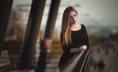 Women Looking At Viewer Straight Hair Model Dress Agelos Tzitzifopoulos Blonde Long Hair