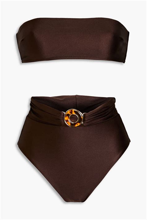 Buy Zimmermann Appliquéd Bandeau Bikini Brown 2 Chocolate At 49 Off Editorialist