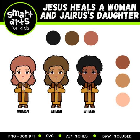 Jesus Heals a Woman and Jairus's Daughter Clipart - Bible Based - SVG