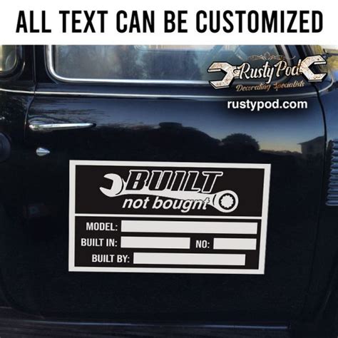 Personalized Built Not Bought Hot Rod Vinyl Sticker Rustypod Store