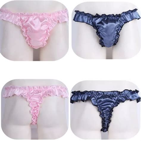 DE HERREN BIKINI Slips Satin Sissy Unterwäsche Rüschen Höschen Dessous String EUR PicClick DE