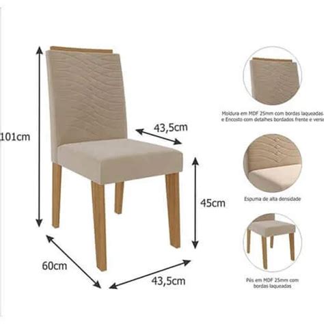 Conjunto Mesa De Jantar Cadeiras Agata Cimol X Cm Natura Off White Nude Duda M Veis