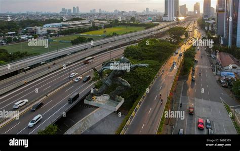 Aerial View Of The Dirgantara Statue Monument Or Better Known As The