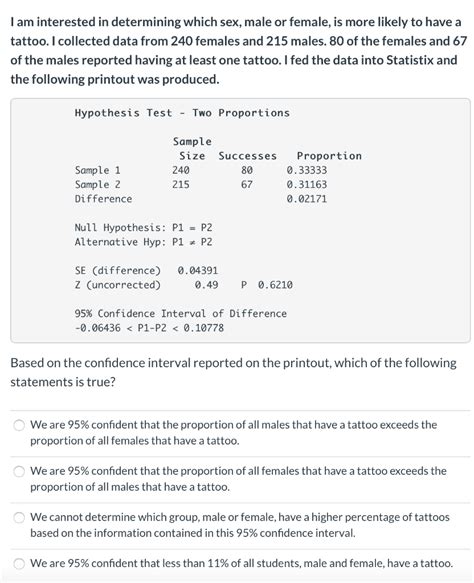 Solved I Am Interested In Determining Which Sex Male Or Chegg