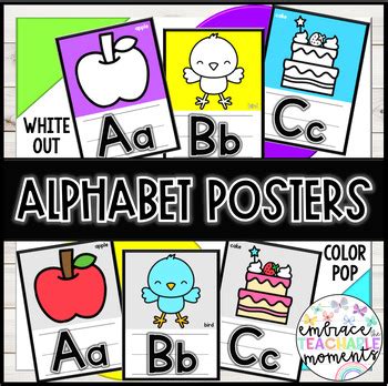 White Out And Color Pop Alphabet Posters By Embrace The Teachable Moments