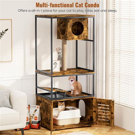 cat tree with litter box enclosure 1
