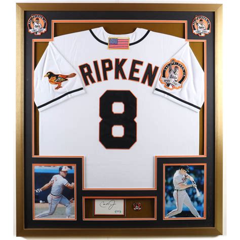 Cal Ripken Jr Signed Orioles Custom Framed Cut Display With Ripken