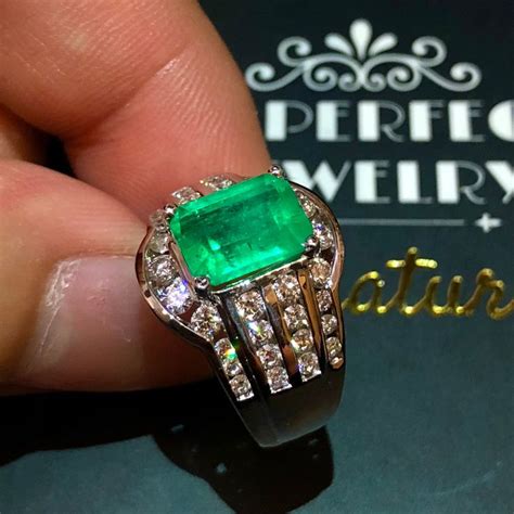 Colombian 338tcw Emerald And Vs Diamonds In 18k Solid White Gold Ring Engagement Zambian