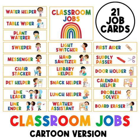 21 Classroom Jobs Classroom Visual Task Cards Classroom Decor