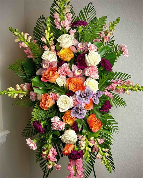 Vibrant Remembrance Standing Spray By AE Floral Design