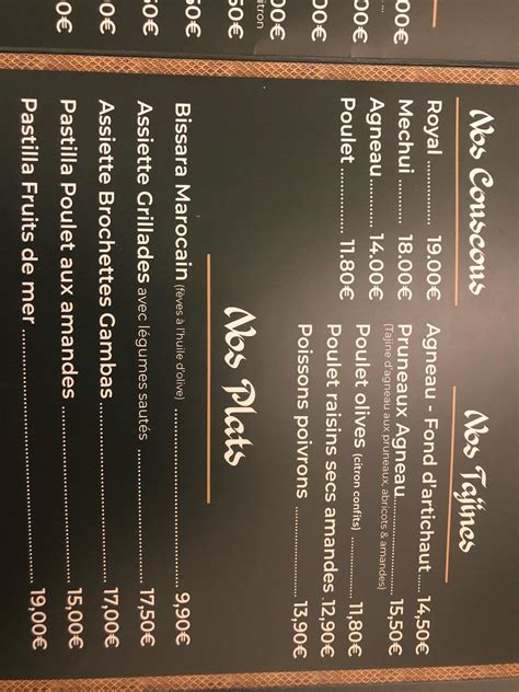 Menu Au Mamounia Restaurant Bourg En Bresse