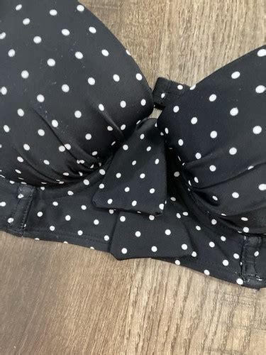 Aerie Swim Bandeau Polka A Dot Black Swim Bikini Top Underwired Size