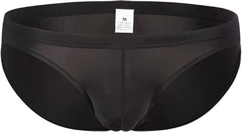 Mens Basic Bikini Briefs Low Rise Ice Silk Underwear Ultra Thin Briefs Breathable Triangle