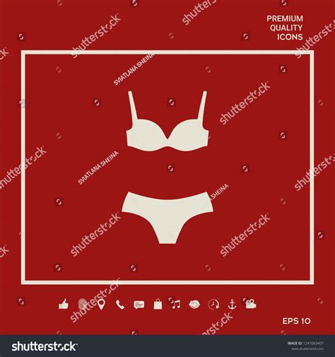 Set Lingerie Swimsuit Twopiece Bikini Silhouette Stock Vector Royalty Free