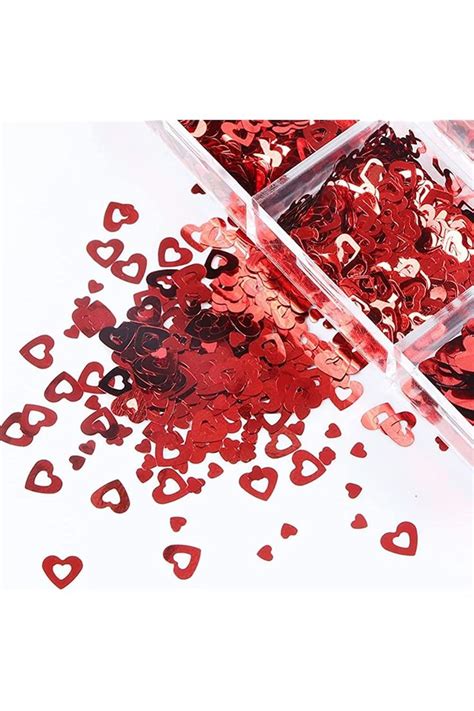 Red Heart Nail Art Glitter Sequins For Valentine S Day Nail Art