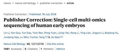 The Project Entitled “single Cell Multi Omics Sequencing Of Human Early