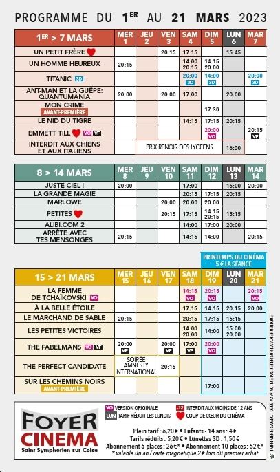 VOTRE PROGRAMME DU1er AU 28 MARS Du Mercredi 1 Au 28 Mars 2023 Le