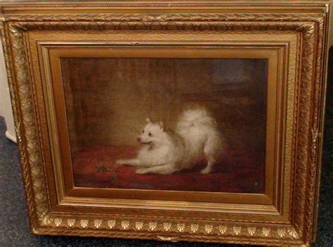 George Augustus Baker Jr Signed Oil Painting Of A Spitz Dog Date