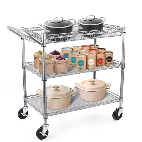 Buy Wdt Heavy Duty Tier Rolling Utility Cart Kitchen Metal Utility