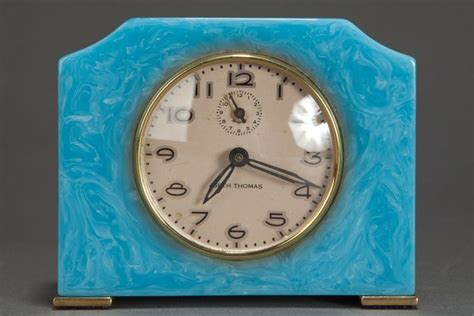 Art Deco Seth Thomas Catalin Bakelite Clock In Azure Blue Art Deco