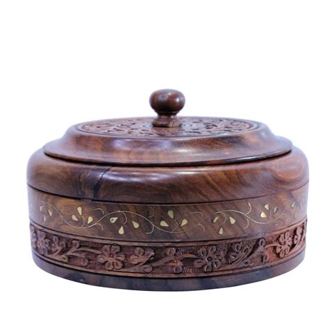 WILLART Wooden Hot Pot Casserole Dish With Lid Tortilla Chapati Keeper Warmer Casserole With