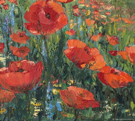 Картина Маки, поле маков, пейзаж маслом на холсте – заказать на Ярмарке ...