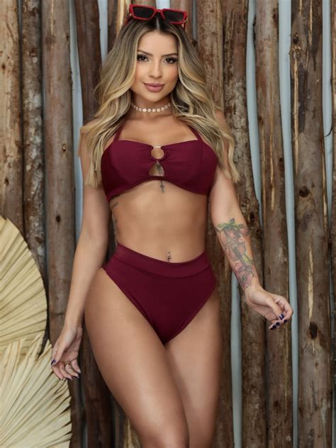 Biquini Feminino Hot Pants Suplex Biqu Ni Argola De Amarrar Biquine Cintura Alta Moda Praia